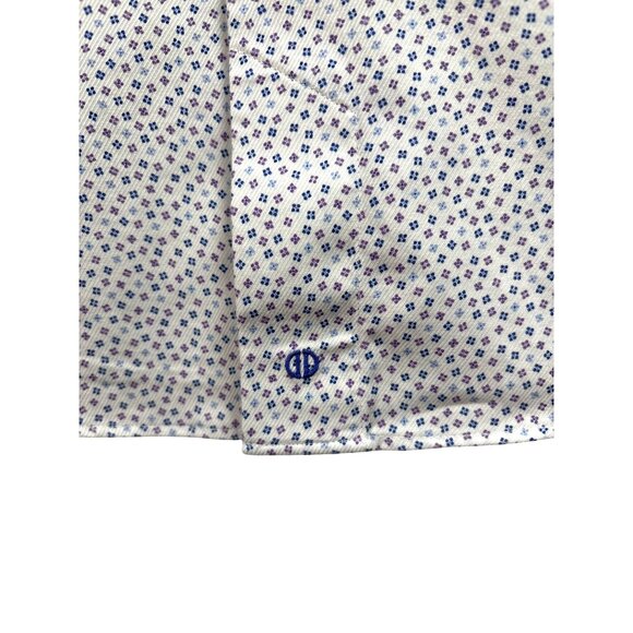 David Donahue Mens Slim Dress Shirt 17 X 34/35‎ White Purple Blue Long Sleeve - Picture 9 of 12